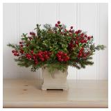 Nearly Natural Holiday Berry and Pine Artificial Arrangement