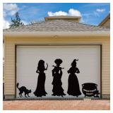 VABAMNA Hocus Pocus Halloween Decorations Outdoor, 5Pcs Halloween Large Black Hocus Pocus Witches Cauldron Cat Silhouette with Led Lights for Outside Halloween Garage Door Wall Yard Lawn Decor