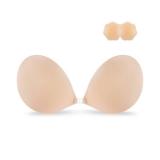 Niidor Adhesive Bra Strapless Sticky Invisible Push up Silicone Bra for Backless Dress with Nipple Covers Nude(C Cup)