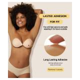 Niidor Adhesive Bra Strapless Sticky Invisible Push up Silicone Bra for Backless Dress with Nipple Covers Nude(C Cup)