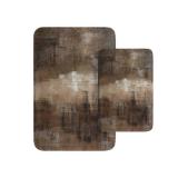 Britimes Modern Abstract Bathroom Rug Mat Set of 2, Brown and Gray Art Washable Cover Floor Rug Carpets Floor Bath Mat Bathroom Decorations 16x24 and 20x32 Inches