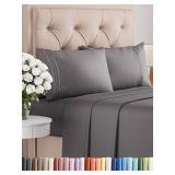 Queen Size 4 Piece Sheet Set   Comfy Breathable & Cooling Sheets   Hotel Luxury Bed Sheets for Women and Men   Deep Pockets, Easy Fit, Soft and Wrinkle Free Sheets   Dark Grey Oeko Tex Bed Sheet Set