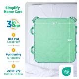 Improvia Transfer Board Bed Pad with Handles  Quick Drying, 6 Handle Washable, Waterproof, Reusable Pad for Elderly, Bedridden, Transfer, Repositioning, Incontinence, & Mattress Protection, 34x36 In