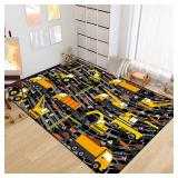 Construction Rug   Construction Rugs for Boys Room Car Play Rug Carpet Playroom Rug for Kids Construction Truck Rug Decor Kids Room Rug, 2×3 Feet