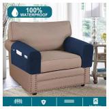 Turquoize Waterproof Armrest Covers for Chairs and Sofas Armrest Covers Couch Arm Covers for Sofa With Side Pocket Anti Slip Furniture Protector Washable Armrest Slipcovers Set of 2, Navy