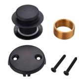 Black Bathtub Drain Tip Toe Tub Conversion Kit Assembly,Wellup Tub Drain Trim Kit with Two Hole Overflow Faceplate,Matte Black