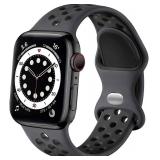 Lerobo Sport Bands Compatible with Apple Watch Band 40mm 41mm 38mm 42mm for Women Men,Soft Silicone Breathable Bands for Apple Watch Ultra 2 SE iWatch Series 10 9 8 7 6 5 4 3 2 1,Anthracite Black