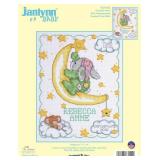 Janlynn Cross Stitch Kit, 14 Inch by 11 Inch, Crescent Moon Birth Announcement, White