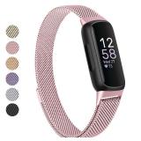 Vanjua for Fitbit Inspire 3 Bands Women Men, Stainless Steel Metal Mesh Loop Adjustable Magnetic Wristband Replacement Straps Compatible with Fitbit Inspire 3 Fitness Tracker (Rose Pink)