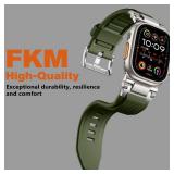 Bandletic Compatible with Apple Watch Ultra 2/Ultra Band 49mm/45mm/44mm/42mm for Men, R Steel FKM Rugged Bands Military Sport Replacement Strap for iWatch SE2/SE/9/8/7/6/5/4/3/2/1