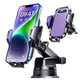 VANMASS [True Military Grade] Car Phone Holder [2024 Best Suction & Clip] Cell Phone Mount for Dashboard Windshield Vent Truck Cradle Dash Stand for iPhone 15 Pro Max 14 13 12 Android, Purple