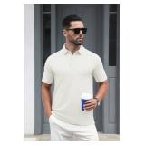 MAGCOMSEN White Polo Shirt for Men Short Sleeve Cotton Polo Shirts Performance Polo Moisture Wicking Shirts Business Casual Shirts White, M