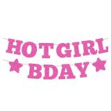 Hot Girl Glitter Birthday Banner   Hot Pink, Funny Birthday Party Decorations, Photo Backdrop, Pink 21st Birthday Decorations, 18th Birthday Decor, Birthday Gift for Her, Sweet 16 Birthday Banner