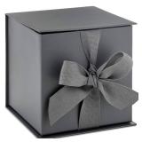 Hallmark Small Gift Box with Bow and Shredded Paper Fill (Gray 4 inch Gift Box) for Weddings, Graduations, Birthdays, Father