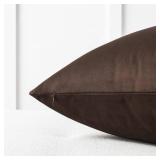 Mixhug Decorative Throw Pillow Covers, Velvet Cushion Covers, Solid Throw Pillow Cases for Couch and Bed Pillows, Coffee Brown, 20 x 20 Inches, Set of 2