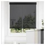 Persilux Free-Stop Cordless Cordless Solar Roller Shades Light Filtering Shades for Windows (Black, 34" W x 72" H) 5% Openness UV Protection Flame Retardant View Through Roller Window Shades for Home