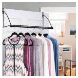 HOLDN STORAGE Over the Door Hanger - Door Rack Hangers for Clothes - Bathroom Over Door hanger for Hanging Clothes & Towels - Over the Door Clothes Drying Rack, Black