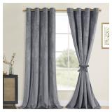 DWCN Extra Long Grey Velvet Curtains - 120 inches Long Thermal Insulated Sunlight Blocking Curtains for Living Room Noise Reducing Window Shade Panels for Interior Space Decor, W52 x L120, 2 Panels