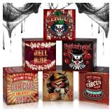 Saypacck 6 Pcs Large Halloween Creepy Carnival Decorations Circus Clown Box Horror Circus Party Boxes Carnival Circus Theme Party Decorations for Horror Haunted House Party Supplies (Classic)