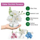 White Orchids Artificial Flowers Faux Orchids Arrangement in Clear Glass Vases Set of 3 Real Touch Phalaenopsis Orchid Flowers Small Fake Orchid Centerpiece for Dining Room Table