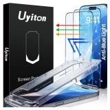 Uyiton Compatible with iPhone 16 Pro Max Screen Protector (Anti-Blue Light) - [Easy Fit] Shatterproof Full Coverage [Case Friendly] 9H Tempered Glass Screen Protector for iPhone 16 Pro Max, 2 Pack