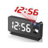 Projection Alarm Clocks for Bedrooms,LED Digital Clock with 180Â° Rotatable Projector on Ceiling Wall,Snooze Model,12/24H,2-Level Brightness Indoor Temperature for Heavy Sleepers Adults