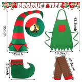 Funtery 4 Pcs christmas Elf Costume for Women Adult Elf Accessories Set Including Extra Long Felt Hat Elf Aprons Shoes Socks