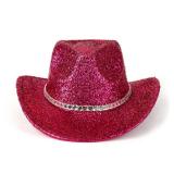 EOGIMI Men & Women Cowboy Hat Western Style Glitter Cosplay Party Costume Hats Rose