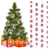 Dingion 15 Feet Peppermint Christmas Tree Bead Garlands Christmas Candy Cane Garlands Christmas Tree Balls Ornaments Xmas Tree Beads for holiday Fireplace Party Decorations (Vivid Ball)