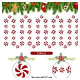 Dingion 15 Feet Peppermint Christmas Tree Bead Garlands Christmas Candy Cane Garlands Christmas Tree Balls Ornaments Xmas Tree Beads for holiday Fireplace Party Decorations (Vivid Ball)