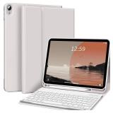 kenke for iPad 10th Generation Case with Keyboard 10.9 inch 2022, Detachable Wireless Bluetooth iPad Keyboard Case Thin & Light with Built-in Left Side Pencil Holder, White Square Keycaps (Gray