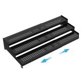 Wobmmi Expandable Spice Rack organizer with 3-Tier step shelf,Modern Design heavy duty,Non Skid and Visibility,Great for Kitchen Cabinet, Pantry and more(1PACK/BLACK)