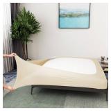 Box Spring Cover Queen Size - Jersey Knit & Stretchy Wrap Around 4 Sides Bed Skirt for Hotel & Home - Queen/Queen XL, Beige