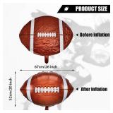 Football Balloons Football Party Balloons Football Shaped Aluminum Foil Balloons for Sport Themed Football Themed Birthday Party Decor, 26 Inch(4 Pieces)