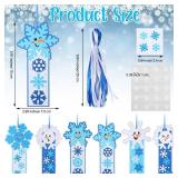 Briwooody 24 Sets Winter Bookmark Craft Kits DIY Christmas Snowflake Bookmarks Ornaments Art Sets Winter Snowflake Crafts for Kids Holiday Classroom Activities Party Favors