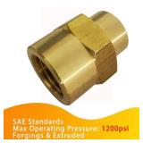 Legines NPT Reducing Coupling Brass 1/4" Female x 1/8" Female, Hex Reducer Coupler Adapter Pipe Fitting 1200psi (Pack of 2)