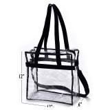 Handy Laundry Clear Tote Bag Stadium Approved - 2 PACK - Shoulder Straps and Zippered Top. Perfect Clear Bag for Work, Sports Games and Concerts. Meets Tournament Guidelines. (Black)