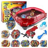 Bey Battling Top Burst Stadium Battle Set -- Complete Battle Game Set with stadium, 8 Bey Blades Toys & 2 Two-Way LR Launchers Grip Combat Battling Game Toys Birthday Gifts for 8-12 Boys Children Kids