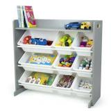 Humble Crew Toy Storage Organizer with Shelf and 9 Storage Bins, Gray - Retail: $149.99