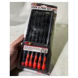 New Performance Tool W942 Multi-Shaped and Angled Hook and Pick Tool Set for Garages and Workshops, Black, 6 pieces