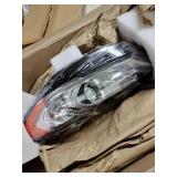 CUBELLIN For Ford Fusion 2017-2020 Headlight Assembly Halogen w/Led Headlamp Chrome Housing Clear Lens Front Lamp, Driver Side (Driver Side)