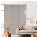 GoDear Design Adjustable Sliding Vertical Panel Track Blinds 45.8"- 86" W x 96" H, Extendable Patio Blinds for Sliding Doors and Large Windows, Trimmable Natural Woven Shades, Semi-Privacy, Ivory Dawn