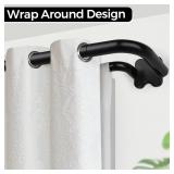 Double Curtain Rods, USFOOK Blackout Wrap Around Curtain Rods for Windows 32 to 58 Inch, 6/8 Inch Room Darkening Curtain Rod, Black