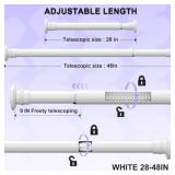 XIQIYY Shower Curtain Rod 28-48 inch Heavy Duty Tension Curtain Rod No Drilling Adjustable Tension Rod Spring Shower Rod for Bathroom Closet,Stainless Steel,White