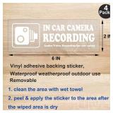 None Brand 4 Pcs Waterproof Vinyl Camera Recording Window Stickers, White 2 x 6 inch, for Rideshare, Van, Truck, Taxi, Maxi Cab, Bus, Coach Drivers