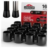 X-Protector Rubber Chair Leg Caps - 16 PCS 1 1/8" Rubber Feet for Furniture - Non-Slip Rubber Furniture Feet - Black Chair Leg Covers - Rubber End Caps - Rubber Furniture Feet - Prevent Scratches!