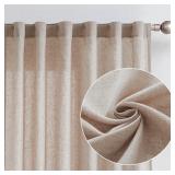 jinchan Linen Blend Curtains 72 Inches Long for Living Room Farmhouse Rod Pocket Back Tab Light Filtering Window Drapes for Bedroom Curtains Taupe 2 Panels