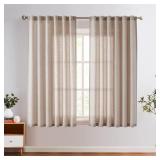 jinchan Linen Blend Curtains 72 Inches Long for Living Room Farmhouse Rod Pocket Back Tab Light Filtering Window Drapes for Bedroom Curtains Taupe 2 Panels