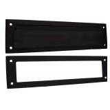 QCAA Solid Brass Mail Slot, with Solid Brass Interior Frame, 13" x 3.625", Matte Black, 1 Pack, Made in Taiwan