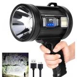 MIXILIN Rechargeable Spotlight, 1000,000 Lumens Handheld Hunting Flashlight Led Spot Light with Cob Light and Solar Panels, Lightweight and Super Bright Spotlight for Hunting Boating Camping